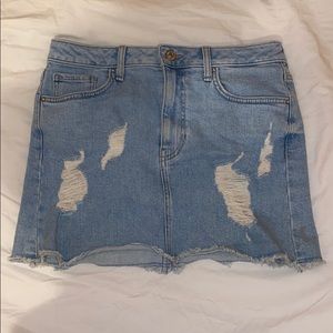 Ripped Jean Skirt